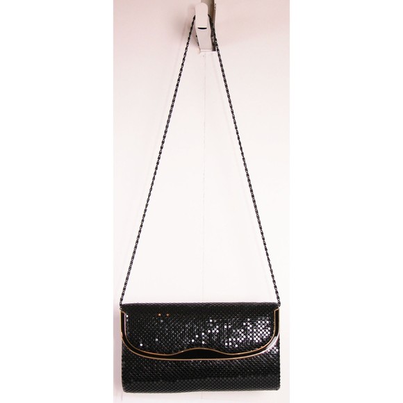 Another Y & S Original Clutch Shoulder Purse VTG Black Metallic Chain Strap New - Picture 1 of 9